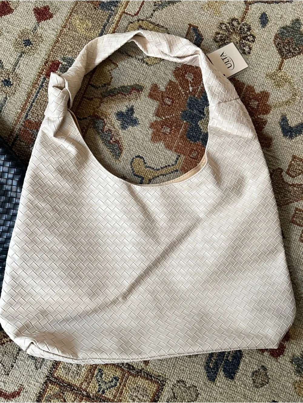 Ulta Black and Cream Woven Knotted Shoulder Bags - Picture 2 of 4